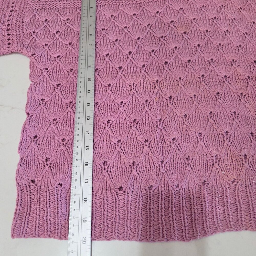 Hand Knit Vintage Short Sleeve Sweater Size M or L Lavender Textured Knit Y2K - Picture 6 of 6